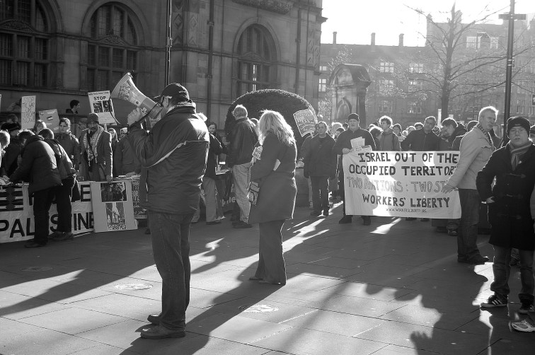 The demonstration was organised by the Sheffield Palestine Solidarity Campaign.